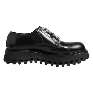 DOLCE & GABBANA Zapatos Cuero Negro Con Cordones Derby Hombres Vestido EU44 / US11 1200usd - Imagen 1 de 13