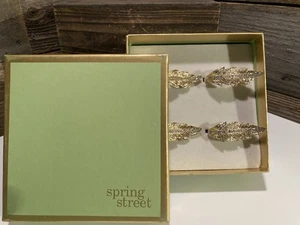 Jeweled Leaves Napkin Rings Set of 4 ~ Spring Street - Picture 1 of 5
