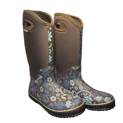 BOGS классический высоты корсаж тянуть на изолированный дождь снег ботинки женщин 8 коричневый синий - Изображение 1 из 4