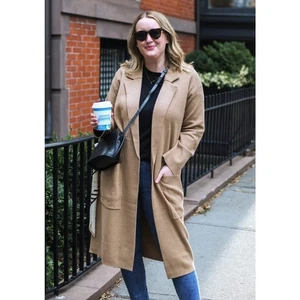 J Crew XS lange kastanienbraune offene Wollmischung Strickjacke Strick Staubtuch Eloise XS - Bild 1 von 12