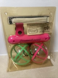 VTG 1980s/90s Kidpower StringRacer String Racer Flying Zip Toy Green Pink - Bild 1 von 10