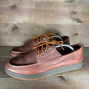 ll bean mens size 12 wide shoes brown leather casual camp moc sneakers - Picture 1 of 8