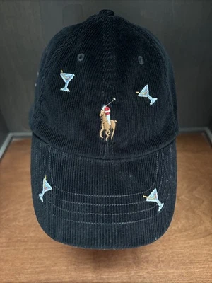 NWT Polo Ralph Lauren "Martini Glass" Black Corduroy Baseball Cap - Image 1 of 4