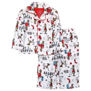 The Grinch That Stole Christmas White Flannel Holiday Pajamas Pants Set XS 4-5 - Picture 1 of 2