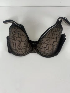 Wacoal Damen-BH schwarz/nude transparent Spitze gefüttert Größe 36C - Bild 1 von 6