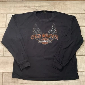 Sudadera Harley Davidson XXL Térmica Tejida Waffle Bordada Spellout Negra - Imagen 1 de 7