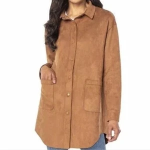 Well Worn Women's Faux Suede Tunic/Jacket Oversized Brown Size XL - Picture 1 of 15