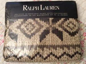 Rare 1997 Ralph Lauren Auckland Neutral Full  Deep Fitted Sheet NIP - Picture 1 of 5