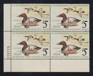 US RW42 $5 Federal Duck Hunting Stamp Mint Plate Block of 4 VF-XF OG NH SCV $65 - Picture 1 of 2