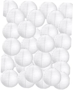 30 Pack White Chinese Japanese Paper Lanterns Decorative Hanging Ball 6 Inch - Picture 1 of 7