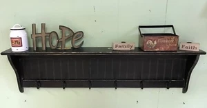 Rustic Country Coat Rack Distressed Wall Hanging 48" Black - Picture 1 of 10