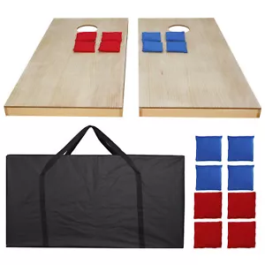 Unfinished Wood Bean Bag Toss Game Set Foldable Cornhole Board with Carry Bag - Picture 1 of 12