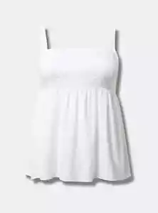 NWT Torrid Plus Size 3 Babydoll Embroidered Scallop Trim Tank Bright White - Picture 1 of 6