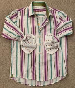ROBERT GRAHAM  Flip Cuffed Shirt Striped Long Sleeve Button Up S See Measurement - Picture 1 of 10