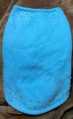 Beautiful￼ Blue Medium Girl dog Sweater ~ Worn Once ~ Embellished With Beads￼ - Image 1 of 3