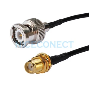 Cable BNC macho enchufe a conector SMA mamparo hembra cola de cerdo RG174 30 cm para inalámbrico - Imagen 1 de 3
