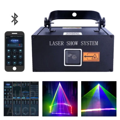 Phone App Edit Remote 3W RGBW Animation DMX DJ Show Stage Projector Laser Lights - Image 1 of 4