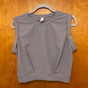 Halara Crew Neck Sleeveless Cropped Yoga Tank Top Gray Sz S Casual Shirt - Picture 1 of 11