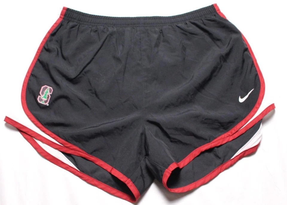 NIKE Womens 3" Tempo Stanford University Running Shorts Black/White Sz M Defect - Image 1 of 4