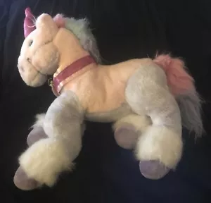 Animal Alley Rosa Púrpura Unicornio Peluche Cuerno Mariposa Cuello Piel Blanca 12" - Imagen 1 de 12