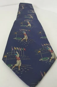 GOLFER GOLFING TIE OLD SCHOOL BESPOKE HAND SEWN WOVEN IN ENGLAND SILK NECKTIE - Picture 1 of 5