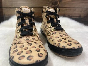 Keds Girl Scout Leopard Print Waterproof Sneaker/Boots Memory Foam Sz 4.5M - Picture 1 of 11