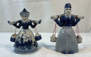 Vintage Delft Blue Dutch Girl and Boy Bells - Picture 1 of 11