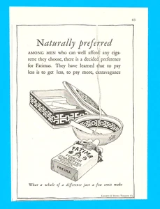 Fatima Turkish Cigarettes ashtray tin antique 1926 PRINT AD smoking tobacco - Picture 1 of 3