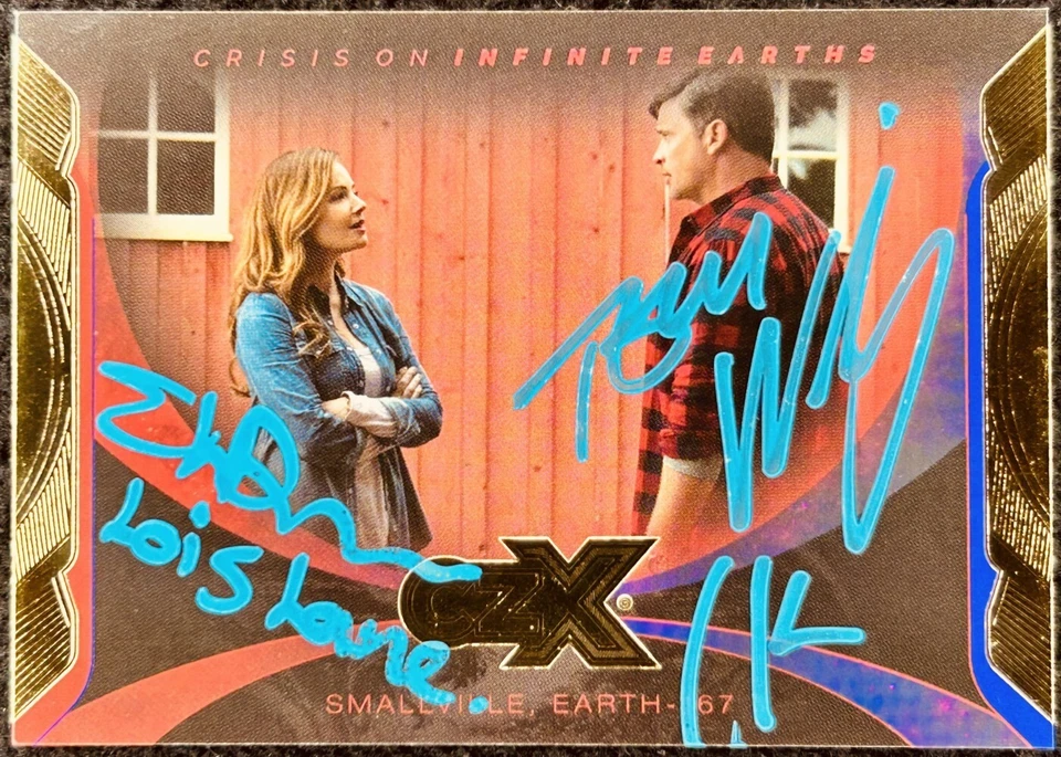 Tom Welling AND Erica Durance signed 2022 CZX Crisis on Infinite Earths card JSA - Image 1 of 3