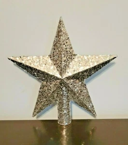 Silver Sparkle Glitter Star Christmas Holiday Decorative Tree Topper - Picture 1 of 4
