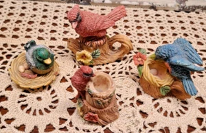 Mini set da tè in ceramica vintage Woodland Birds in nidi e tronchi d'albero 6 pezzi - Foto 1 di 4
