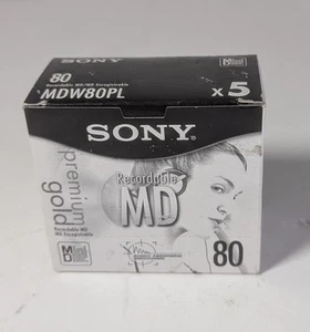 (5)Pack SONY Premium Gold MD MiniDiscs MDW80PL 80min Sealed (Hi-MD Compatible) - Picture 1 of 6
