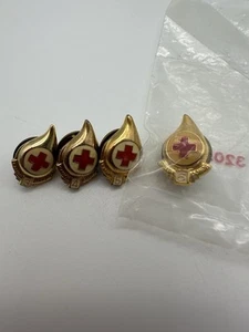 Vintage Red Cross Blood Donor Lot #3,4,5,6 Gallon Small Lapel Tack Pin - Picture 1 of 9