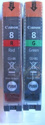 Canon Genuine CLI-8G Green & CLI-8R Red Set. New & Sealed. - Image 1 of 2