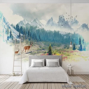 Fotomural no tejido papel pintado murales estilo bosque minimalista nieve 2879 - Imagen 1 de 4