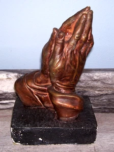 Vintage großes Kreidegeschirr betende Hände 10,25 Zoll Hoch - Bild 1 von 10