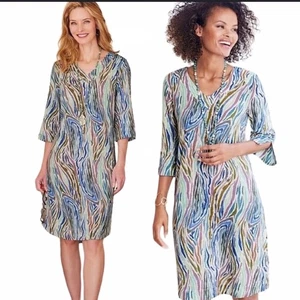 Soft Surroundings Positano Dress Women’s Size L Multicolor Zebra Print Lined - Picture 1 of 8