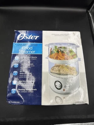 Vaporizador de alimentos eléctrico Oster de 5 cuartos de galón de doble nivel CKSTSTMD5-W nueva caja de daños Foto 1 de 4