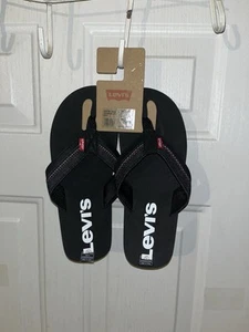 Levi’s Men’s Wordmark Slip-On Thong Sandals Men’s Shoes, Black, 9M - Picture 1 of 6