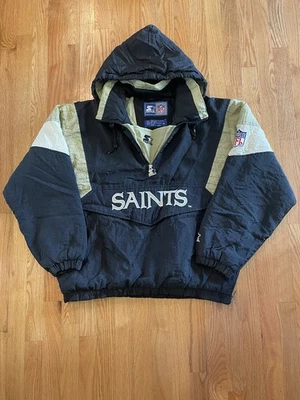 Vintage New Orleans Saints NFL Puffer Jacket Sz Medium Starter Pullover - Image 1 of 4