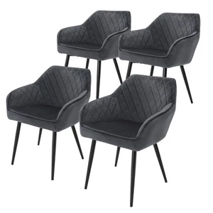 4er Set Esszimmerstühle Samtstühle Wohnzimmerstühle Polsterstuhl Anthrazit - Bild 1 von 6