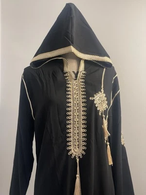 NEU Abaya Kaftan Hijabkleid Maxikleid Damen Langarm Schwarz - Bild 1 von 3