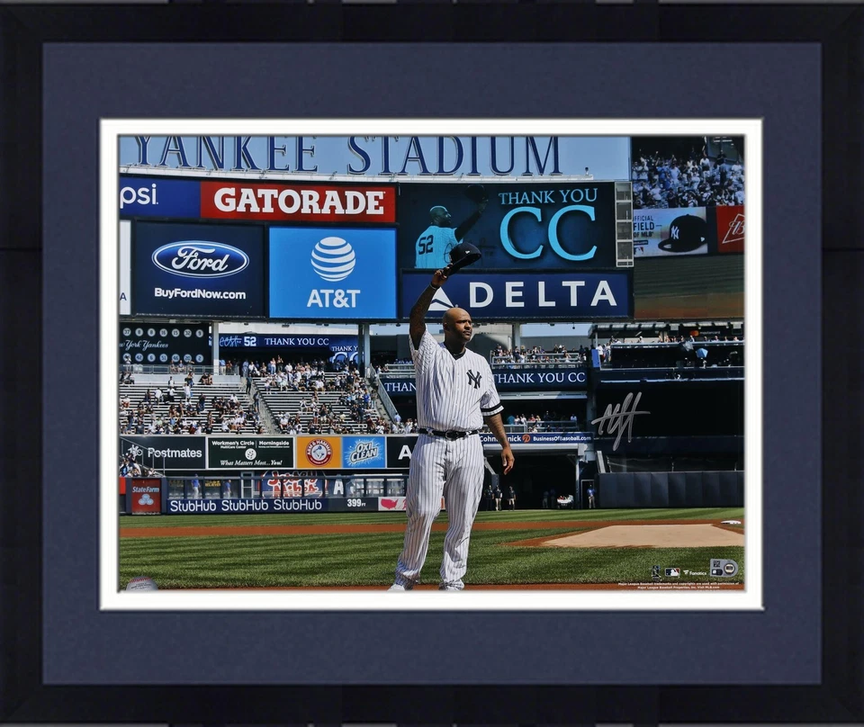 Framed CC Sabathia New York Yankees Signed 16" x 20" Cap Tip Photo - Image 1 of 1