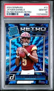2024 Donruss Jayden Daniels Retro Series Rated Rookie #11 RC GEM MINT PSA 10 - Foto 1 di 2