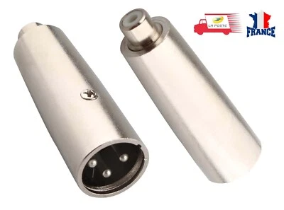 Adaptateur XLR 3 Broches Mâle vers RCA Femelle Connecteur Qualité Métal
