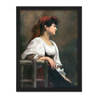 Klumpke sitzende Frau rotes Kopftuch Porträt Gemälde großer gerahmter Kunstdruck