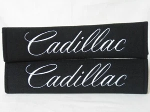 2 pcs (1 PAIR) Cadillac Embroidery Seat Belt Cover Shoulder Pads(White on Black) - Bild 1 von 1