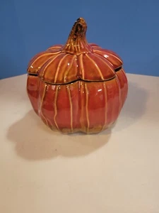 Boston International Lidded Ceramic Pumpkin Halloween Fall Thanksgiving - Picture 1 of 4