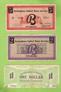 #D363  THREE(3) BUCKINGHAMS LIMITED HOUSE CURRENCY STORE COUPON NOTES - Bild 1 von 2