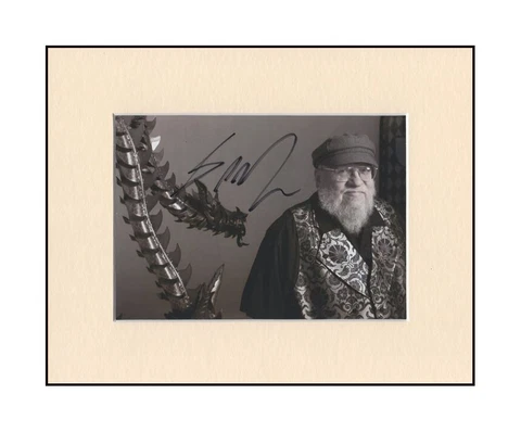 George R R Martin Game Thrones House Dragon Signed Mounted Autograph Photo COA Cover